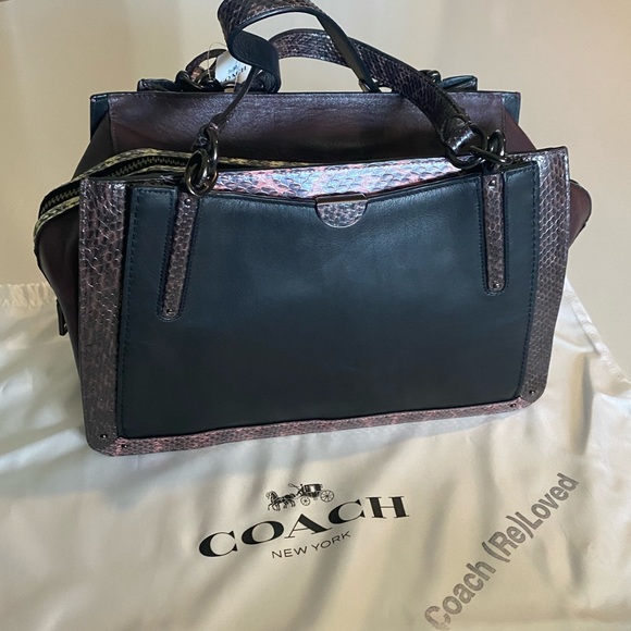 Covetable Coach Rexy Upcrafted Dreamer 36 Colorblock Snakeskin Detail Purse Rare - Picture 10 of 11